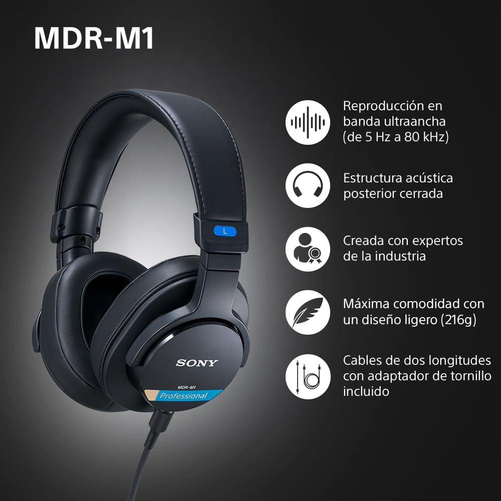 sony-mdr-m1-auriculares-de-estudio-cerrados-cableados-banda-ultra-ancha-5hz-80kh image 2
