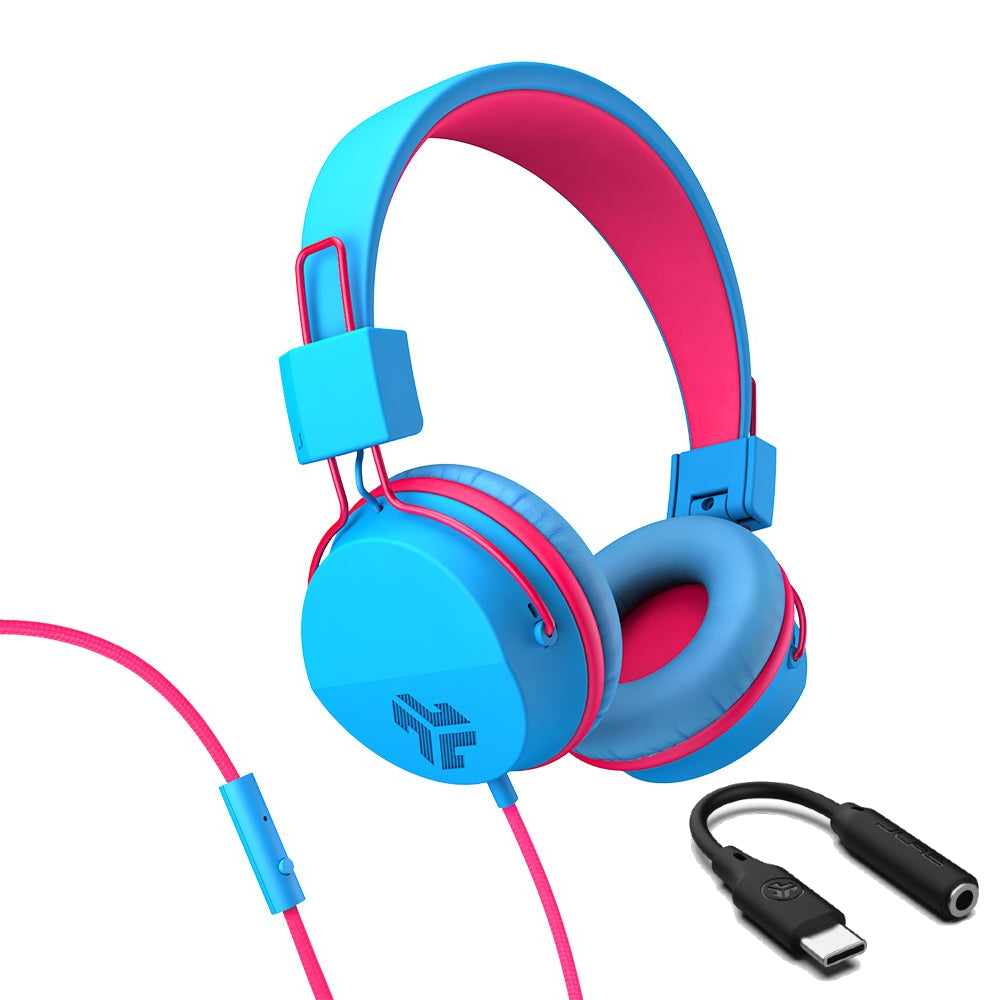 jlab-jbuddies-studio-auriculares-on-ear-con-cable-infantiles-azul-rosa-usb-c-con image 1